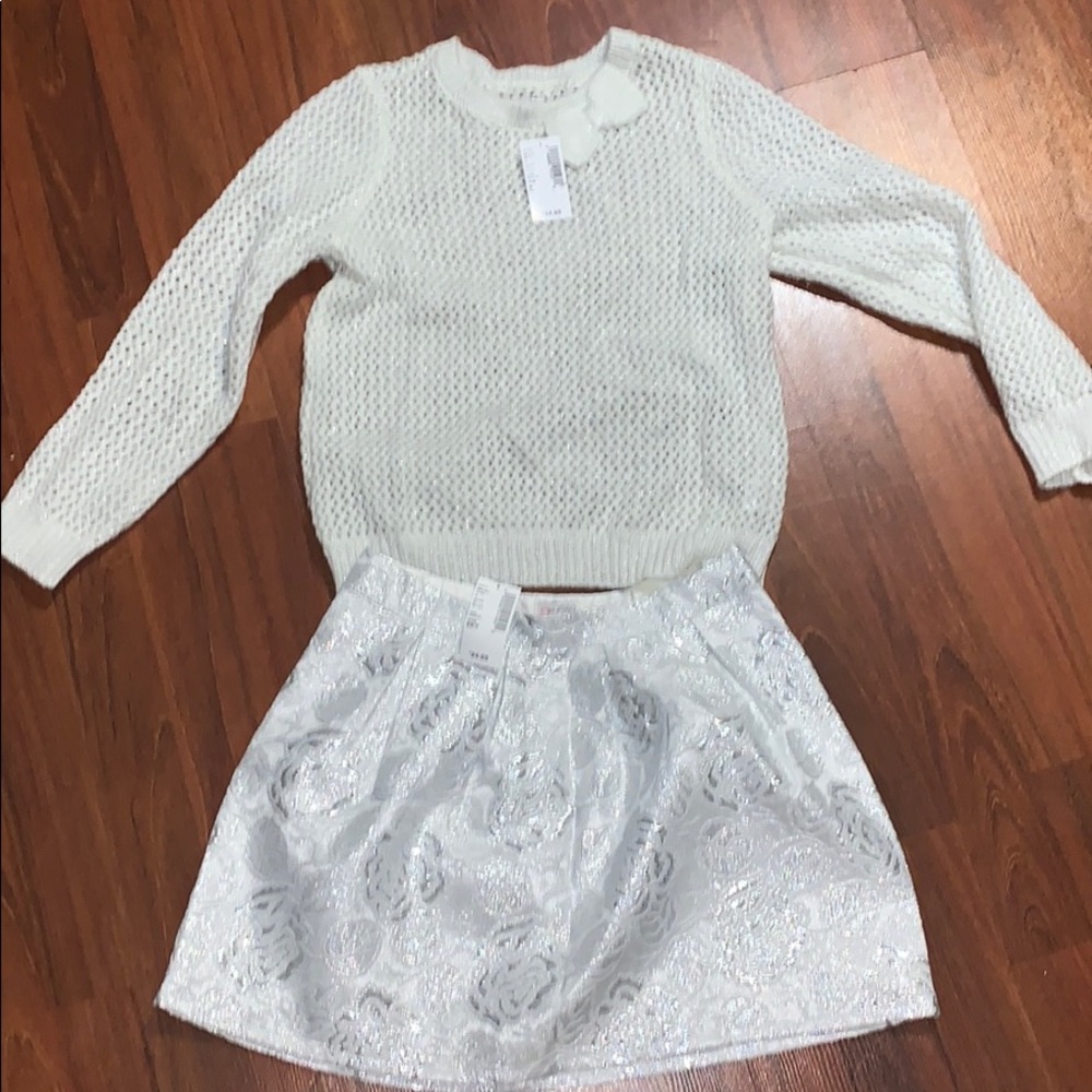 Silver shimmering holiday outfit! Sweater & skirt